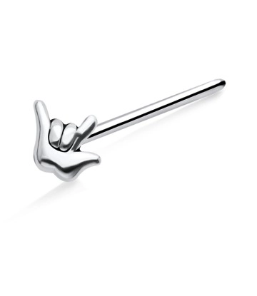 Rock Symbol Shaped Silver Straight Nose Stud NSKA-788